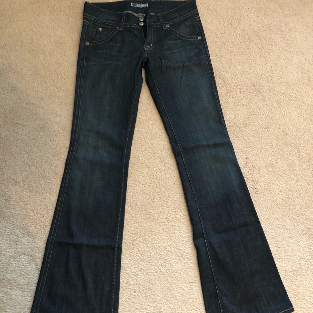 Hudson flare leg darker denim jeans